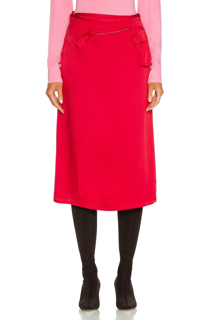 Raf Simons Sleek Red Pocket Wrap Skirt Size EU 38